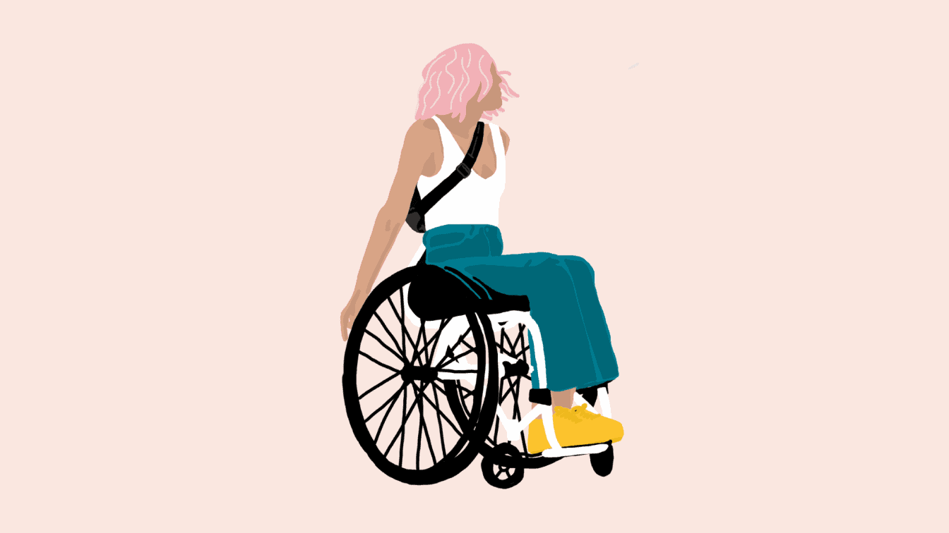 Illustration einer Frau im Rollstuhl (c) Sandra Spiegl | 1000things