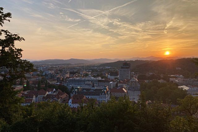Sonnenuntergang über Ljubljana