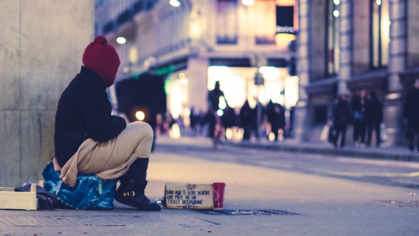 Obdachloser Mensch Stadt